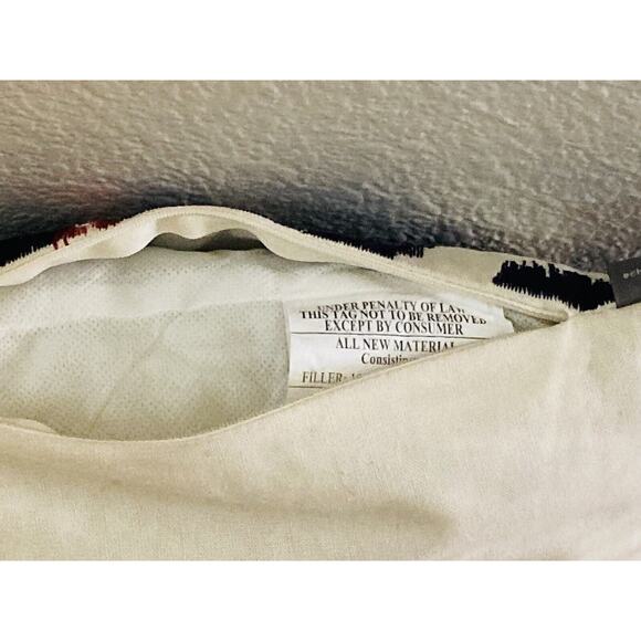 ECHO Designs Blue White Red Pillow w/ Insert 15" Square RARE Zip closure Abstrac - Picture 12 of 12